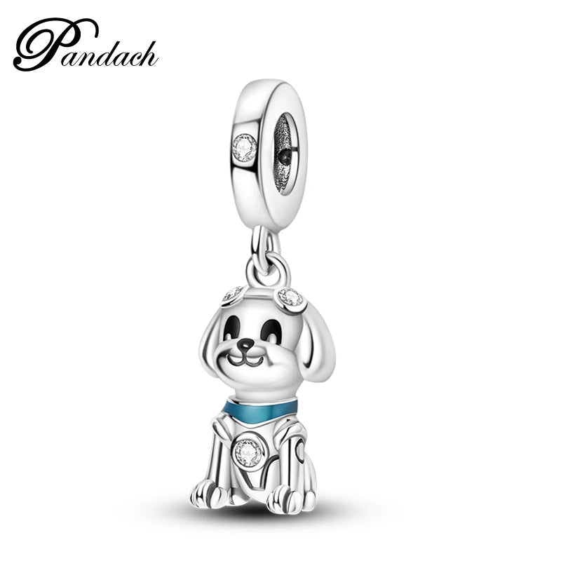 925 Sterling Silver Lovely Cat Dog Fire Dragon Dinosaur Animal Charms Beads Fit Pandach Original Bracelets Fine DIY Jewelry Gift