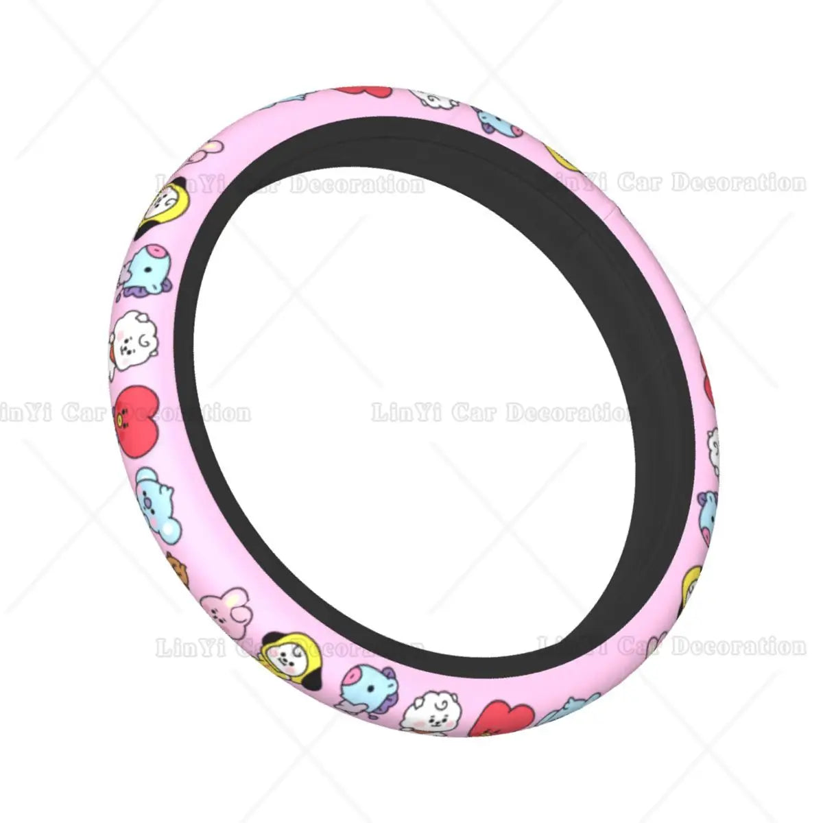 Kawaii Anime Car Steering Wheel Cover Kpop Cute Elastic Cartoon Steering Wheel Cover Suitable Car Accessories Fit Most Vehicles