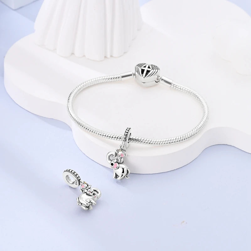 925 Sterling Silver Lovely Cat Dog Fire Dragon Dinosaur Animal Charms Beads Fit Pandach Original Bracelets Fine DIY Jewelry Gift