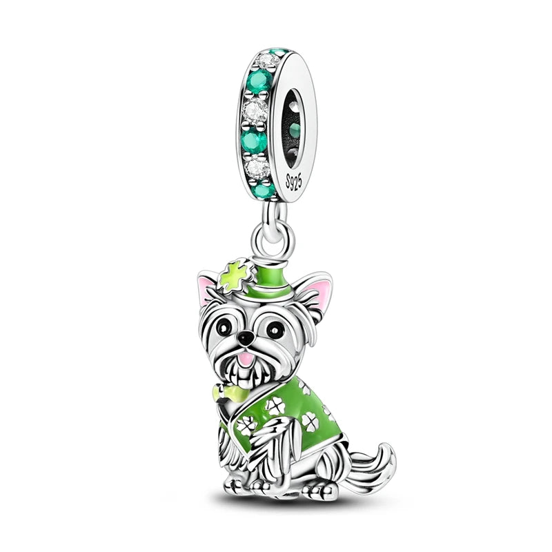925 Sterling Silver Lovely Cat Dog Fire Dragon Dinosaur Animal Charms Beads Fit Pandach Original Bracelets Fine DIY Jewelry Gift