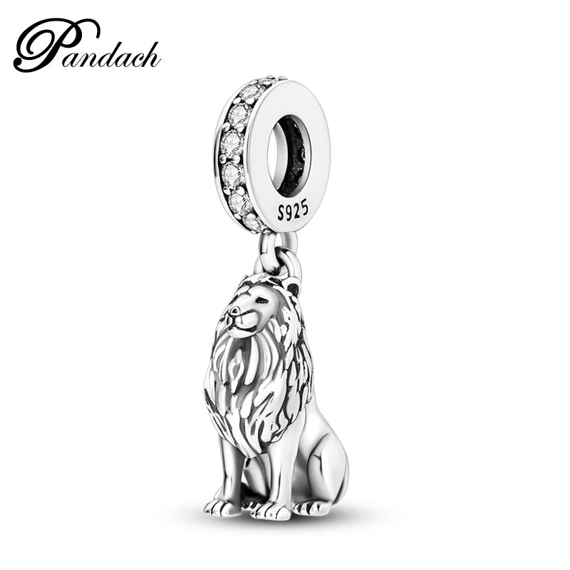 925 Sterling Silver Lovely Cat Dog Fire Dragon Dinosaur Animal Charms Beads Fit Pandach Original Bracelets Fine DIY Jewelry Gift