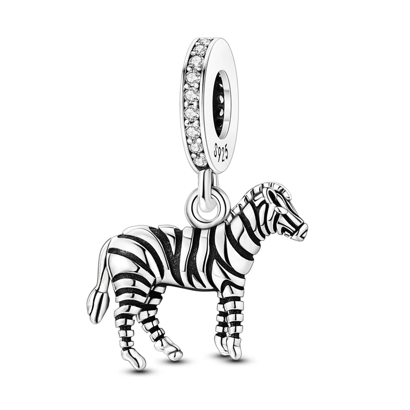 925 Sterling Silver Lovely Cat Dog Fire Dragon Dinosaur Animal Charms Beads Fit Pandach Original Bracelets Fine DIY Jewelry Gift