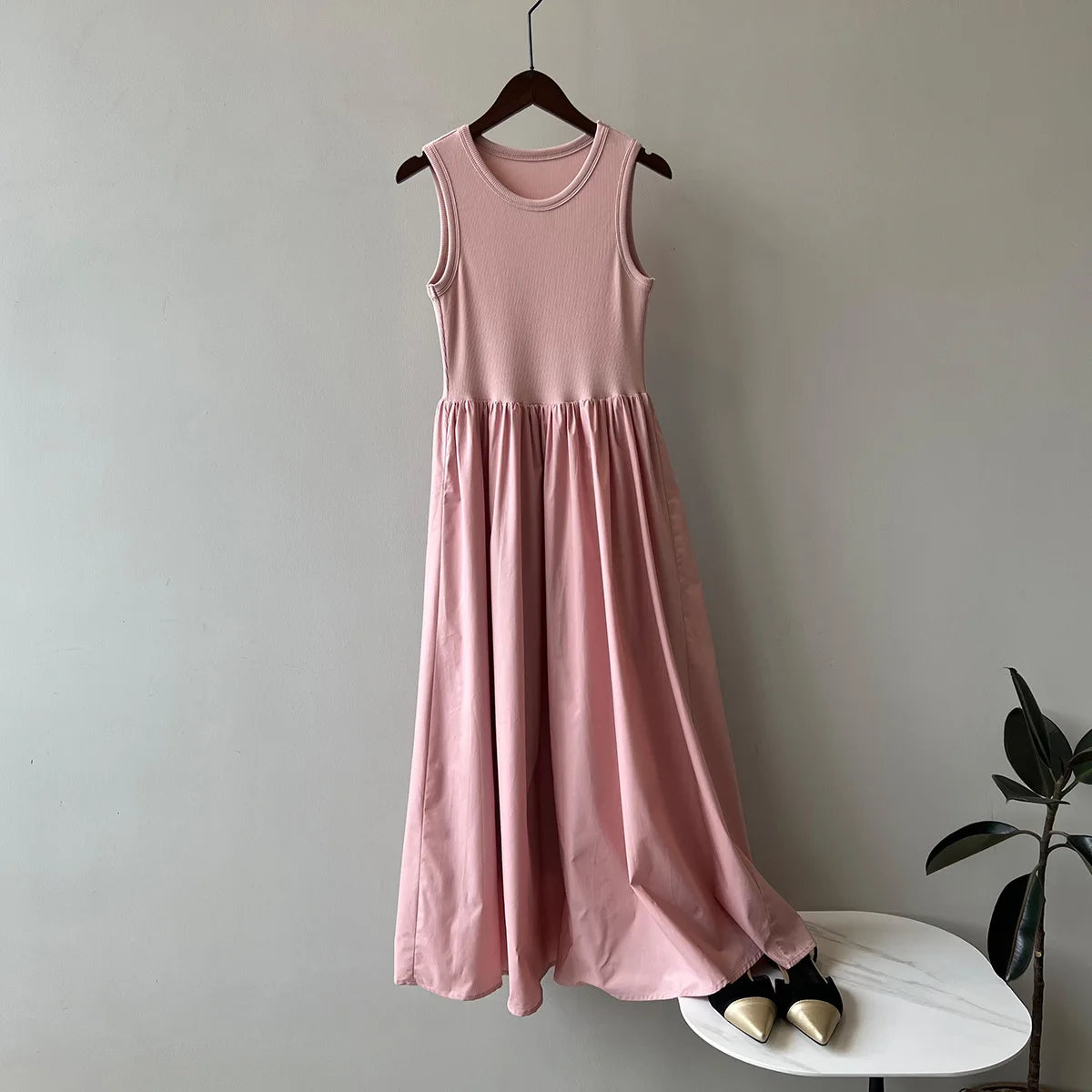Vestidos De Mujer Slim Vest Pink Sleeveless Knitted Dress New Maxi Dresses for Women Robe Femme Tank Black