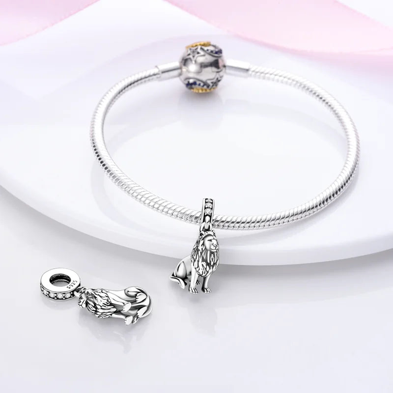 925 Sterling Silver Lovely Cat Dog Fire Dragon Dinosaur Animal Charms Beads Fit Pandach Original Bracelets Fine DIY Jewelry Gift