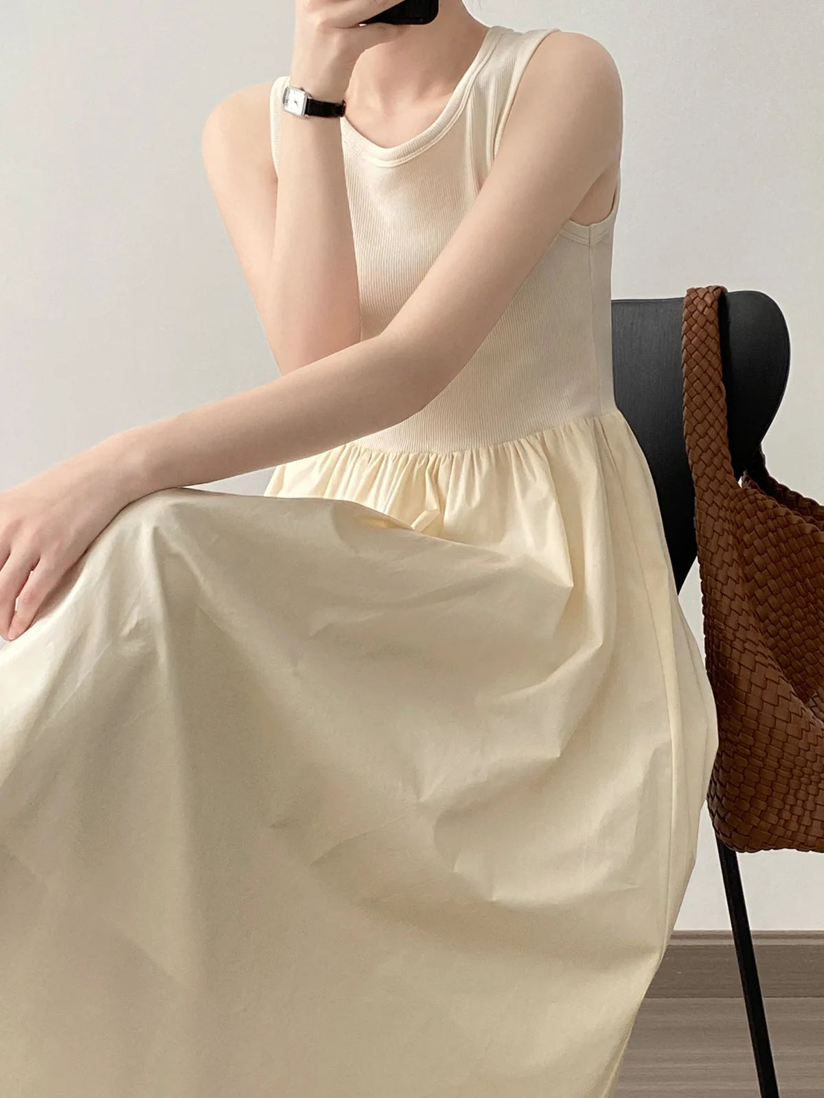 Vestidos De Mujer Slim Vest Pink Sleeveless Knitted Dress New Maxi Dresses for Women Robe Femme Tank Black