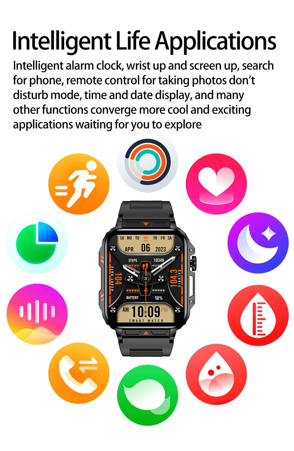 2024 New Smart Watch Men 1.95 Inches Bluetooth Call IP68 Waterproof Sport Mode Health monitoring Smartwatches For Huawei Xiaomi