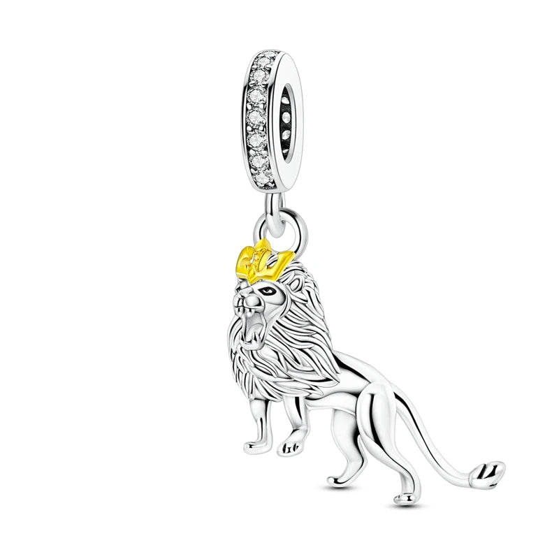 925 Sterling Silver Lovely Cat Dog Fire Dragon Dinosaur Animal Charms Beads Fit Pandach Original Bracelets Fine DIY Jewelry Gift