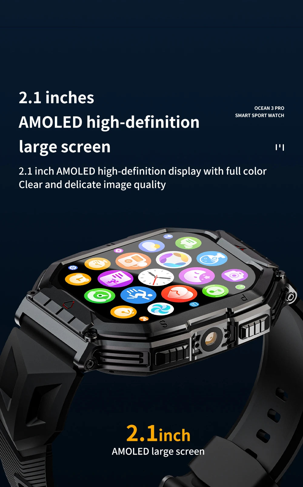 LOKMAT Ocean 3 Pro Sport Smart Watch Rugged Fitness Waterproof Smartwatches Heart Rate Monitor Full Touch Screen Watch