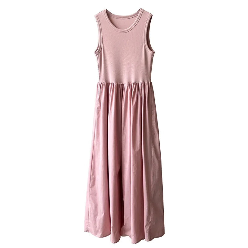 Vestidos De Mujer Slim Vest Pink Sleeveless Knitted Dress New Maxi Dresses for Women Robe Femme Tank Black
