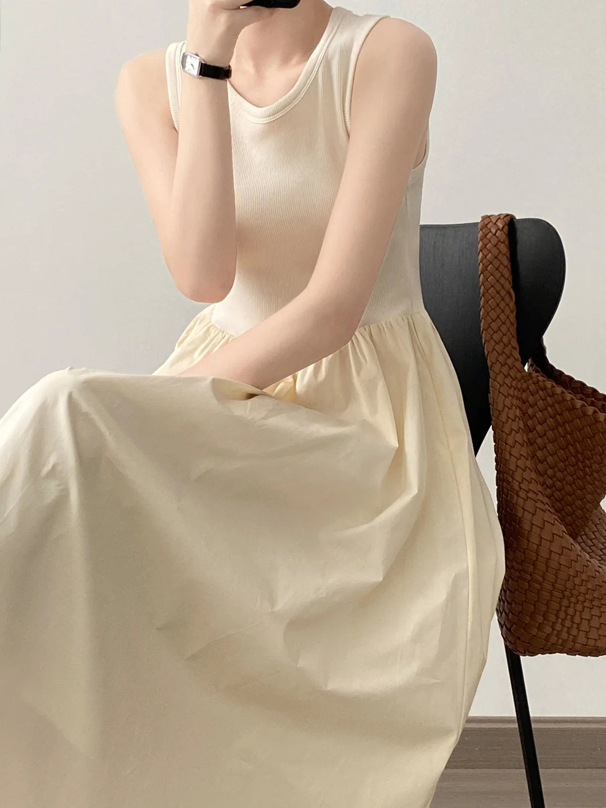 Vestidos De Mujer Slim Vest Pink Sleeveless Knitted Dress New Maxi Dresses for Women Robe Femme Tank Black