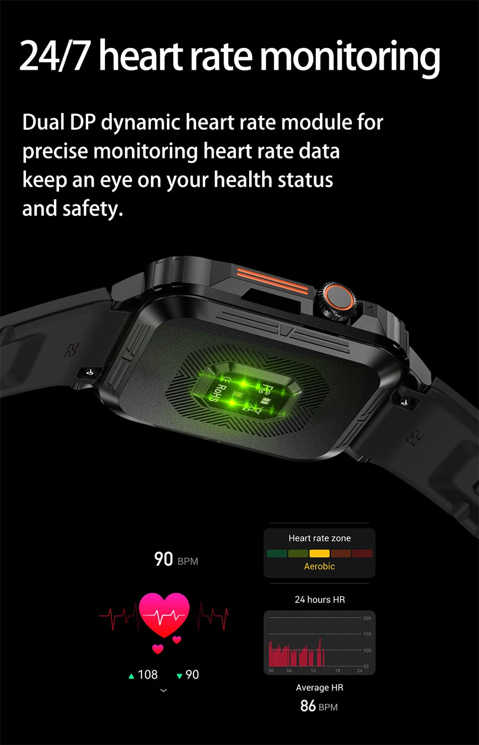 2024 New Smart Watch Men 1.95 Inches Bluetooth Call IP68 Waterproof Sport Mode Health monitoring Smartwatches For Huawei Xiaomi