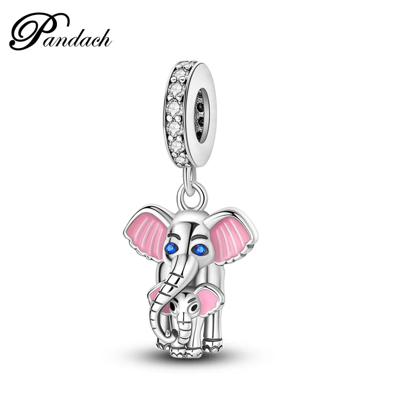 925 Sterling Silver Lovely Cat Dog Fire Dragon Dinosaur Animal Charms Beads Fit Pandach Original Bracelets Fine DIY Jewelry Gift