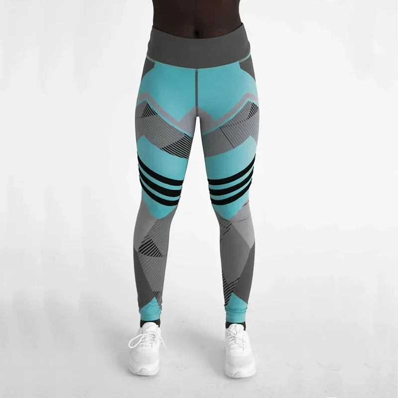 Women Quick Dry Sport Fitness Leggins Geometric Printed Sports Pants Yoga Pants Leggings Slim Tights Trousers For Women S-XXXL