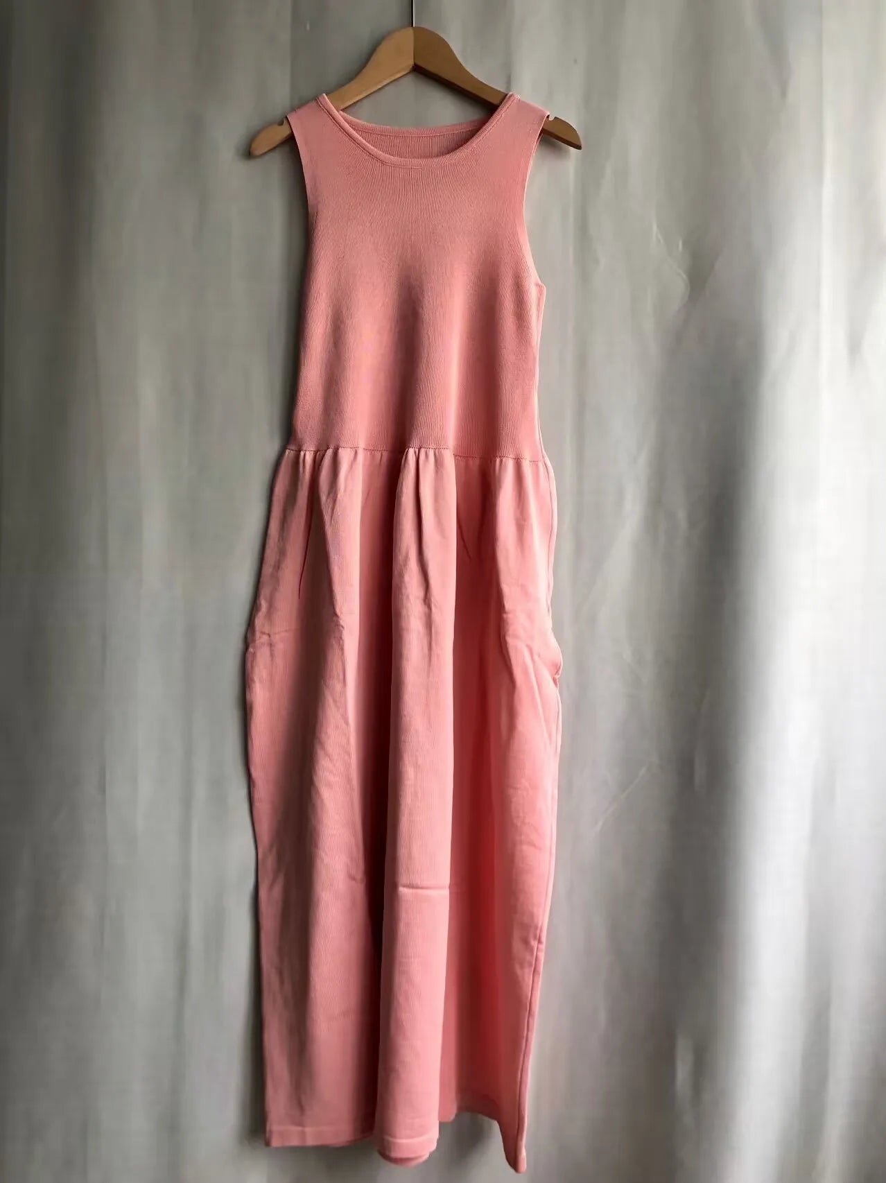 Vestidos De Mujer Slim Vest Pink Sleeveless Knitted Dress New Maxi Dresses for Women Robe Femme Tank Black