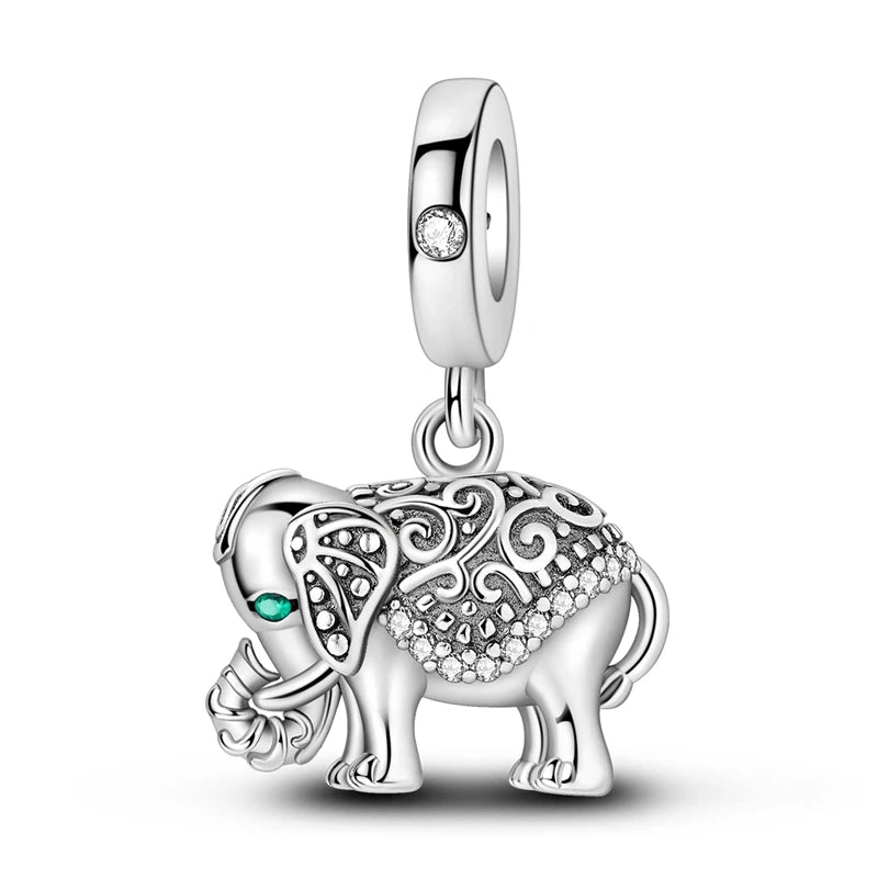 925 Sterling Silver Lovely Cat Dog Fire Dragon Dinosaur Animal Charms Beads Fit Pandach Original Bracelets Fine DIY Jewelry Gift