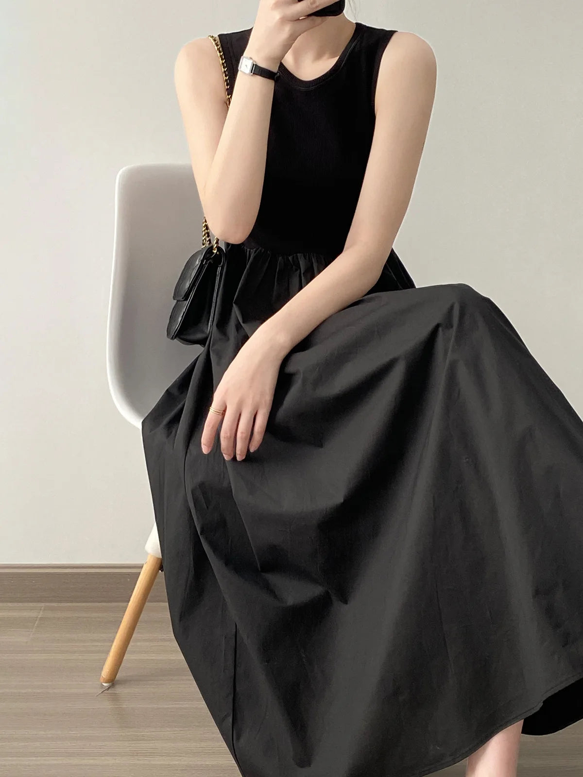 Vestidos De Mujer Slim Vest Pink Sleeveless Knitted Dress New Maxi Dresses for Women Robe Femme Tank Black