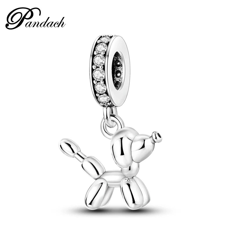925 Sterling Silver Lovely Cat Dog Fire Dragon Dinosaur Animal Charms Beads Fit Pandach Original Bracelets Fine DIY Jewelry Gift