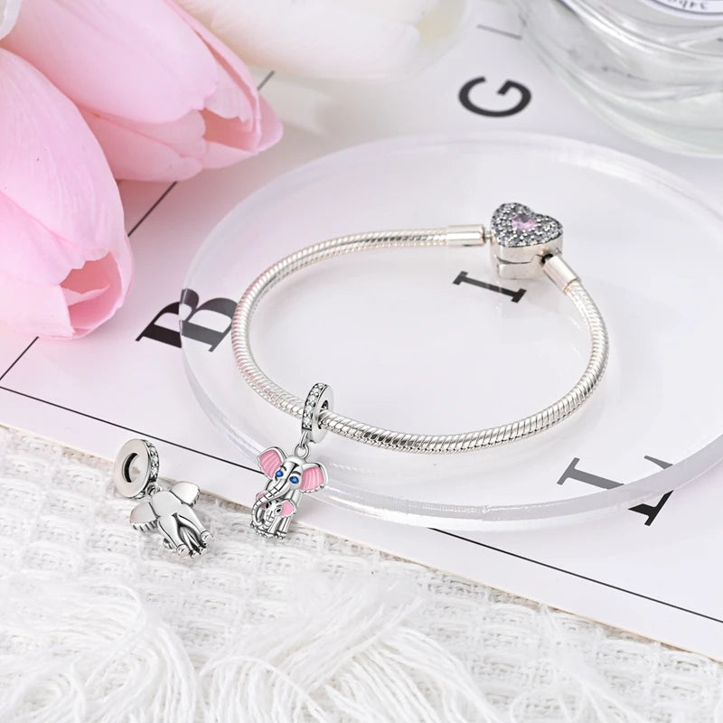 925 Sterling Silver Lovely Cat Dog Fire Dragon Dinosaur Animal Charms Beads Fit Pandach Original Bracelets Fine DIY Jewelry Gift
