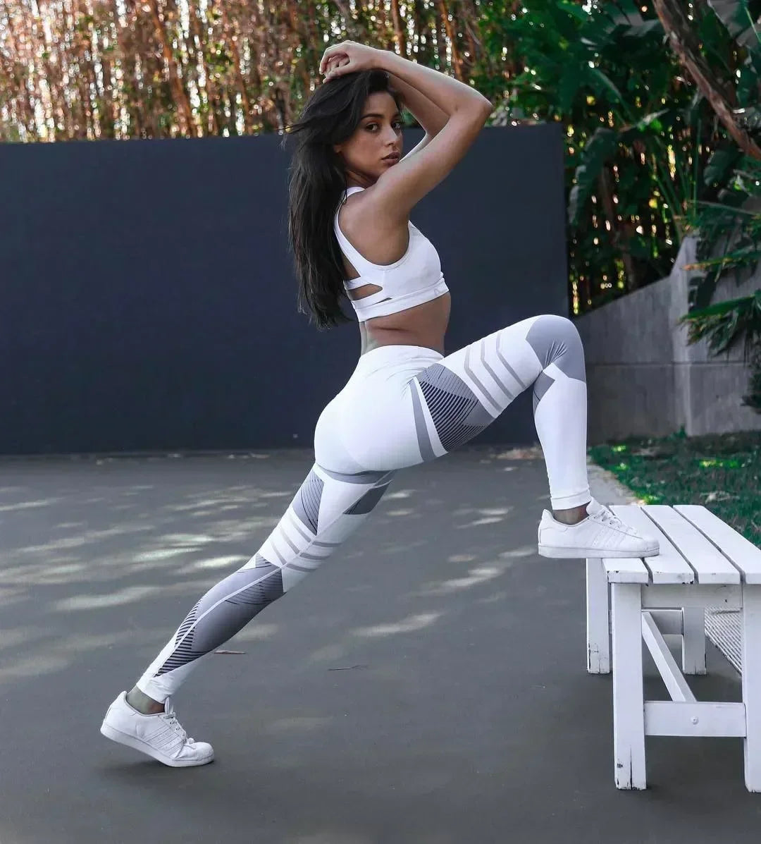 Women Quick Dry Sport Fitness Leggins Geometric Printed Sports Pants Yoga Pants Leggings Slim Tights Trousers For Women S-XXXL