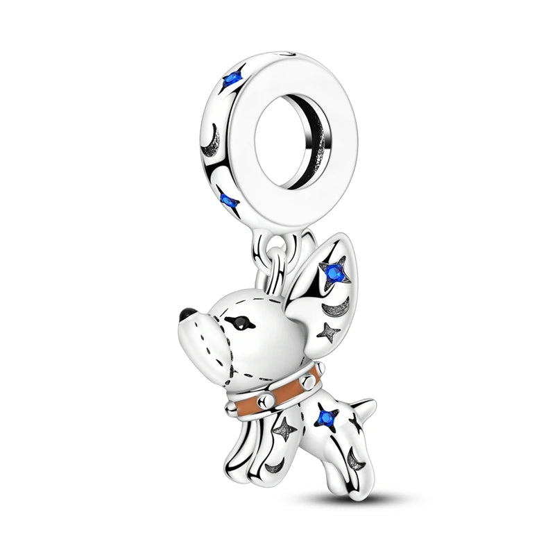 925 Sterling Silver Lovely Cat Dog Fire Dragon Dinosaur Animal Charms Beads Fit Pandach Original Bracelets Fine DIY Jewelry Gift