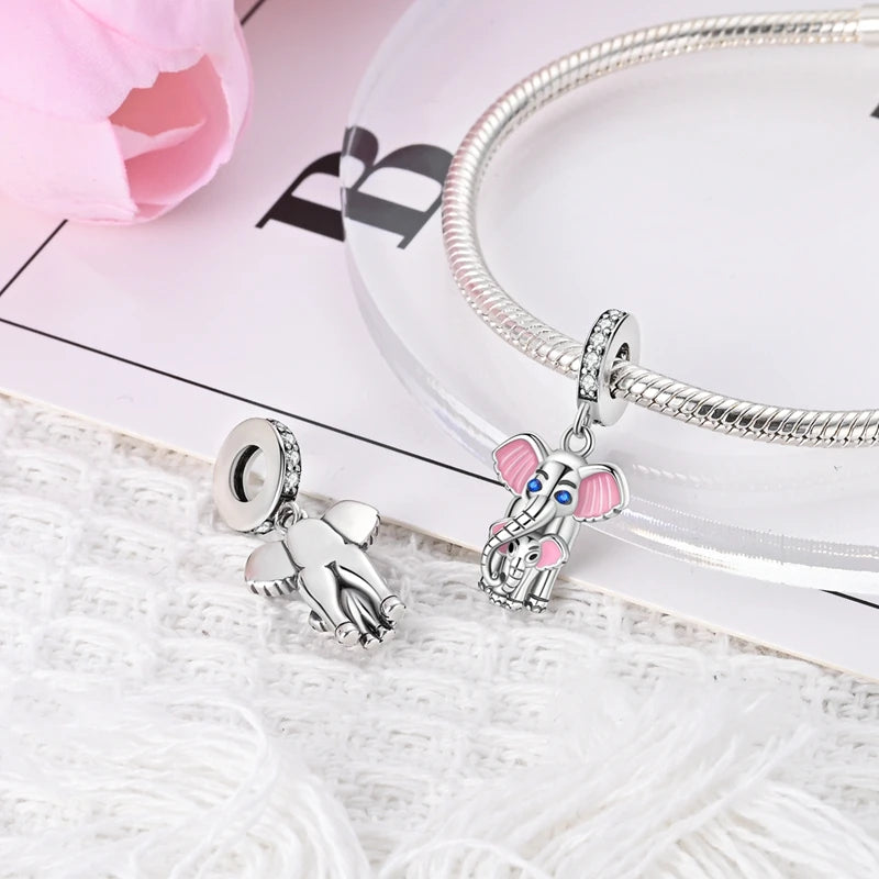 925 Sterling Silver Lovely Cat Dog Fire Dragon Dinosaur Animal Charms Beads Fit Pandach Original Bracelets Fine DIY Jewelry Gift