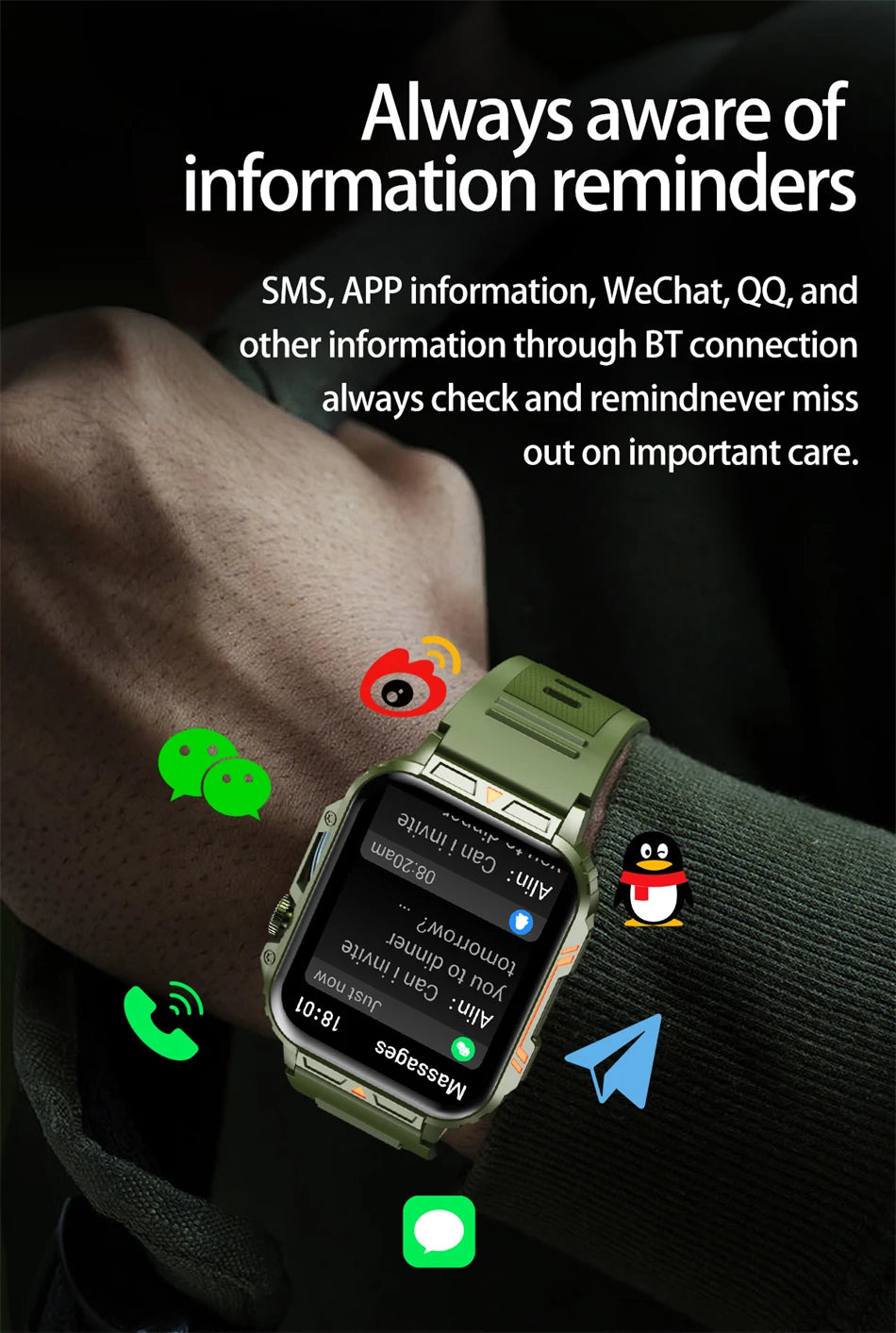 2024 New Smart Watch Men 1.95 Inches Bluetooth Call IP68 Waterproof Sport Mode Health monitoring Smartwatches For Huawei Xiaomi