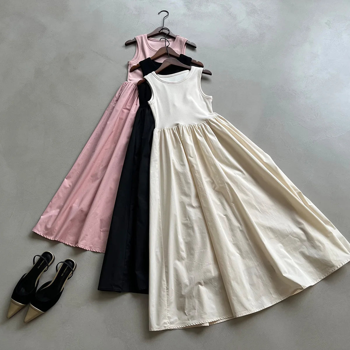 Vestidos De Mujer Slim Vest Pink Sleeveless Knitted Dress New Maxi Dresses for Women Robe Femme Tank Black