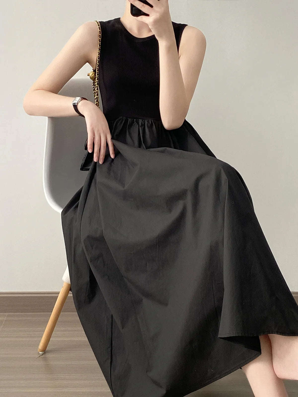 Vestidos De Mujer Slim Vest Pink Sleeveless Knitted Dress New Maxi Dresses for Women Robe Femme Tank Black