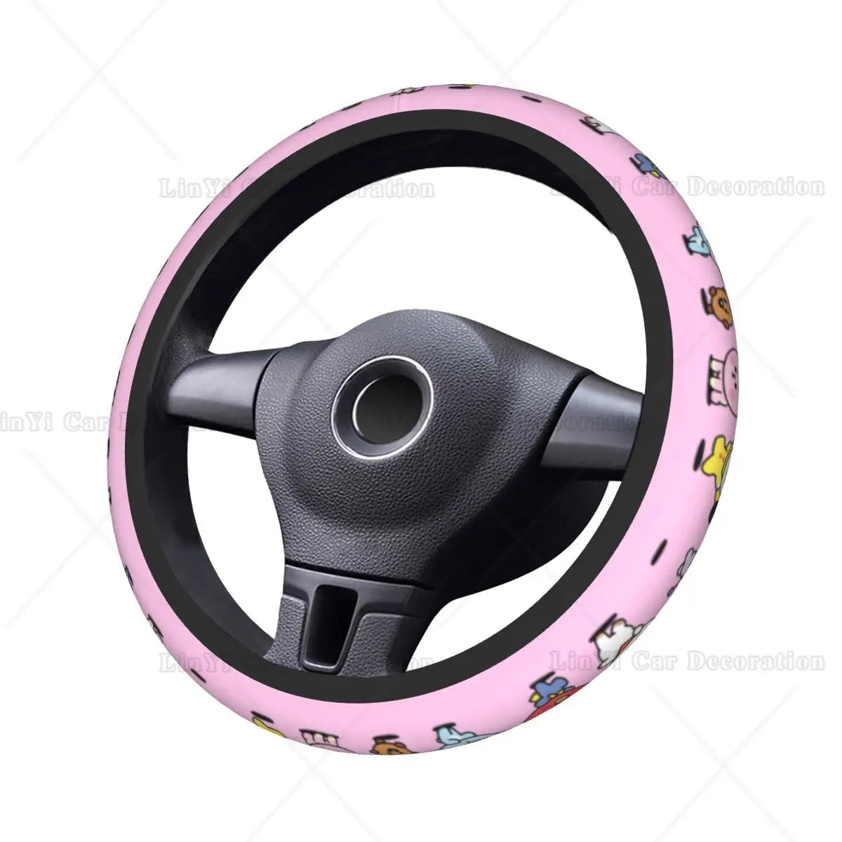 Kawaii Anime Car Steering Wheel Cover Kpop Cute Elastic Cartoon Steering Wheel Cover Suitable Car Accessories Fit Most Vehicles