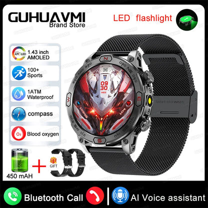 2024 New Outdoor Military GPS Smart Watch Men A466*466 HD AMOLED Screen Heart Rate Bluetooth Call IP68 Waterproof Smartwatches