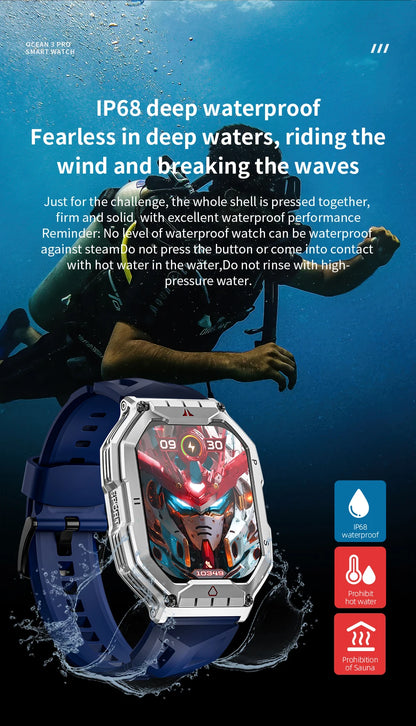 LOKMAT Ocean 3 Pro Sport Smart Watch Rugged Fitness Waterproof Smartwatches Heart Rate Monitor Full Touch Screen Watch