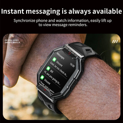 LOKMAT Ocean 3 Pro Sport Smart Watch Rugged Fitness Waterproof Smartwatches Heart Rate Monitor Full Touch Screen Watch