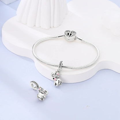 925 Sterling Silver Lovely Cat Dog Fire Dragon Dinosaur Animal Charms Beads Fit Pandach Original Bracelets Fine DIY Jewelry Gift