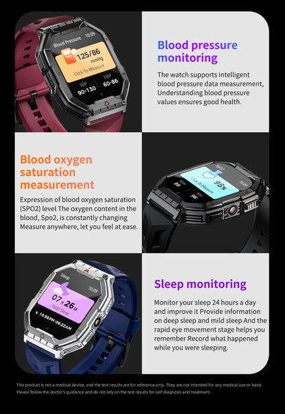 LOKMAT Ocean 3 Pro Sport Smart Watch Rugged Fitness Waterproof Smartwatches Heart Rate Monitor Full Touch Screen Watch