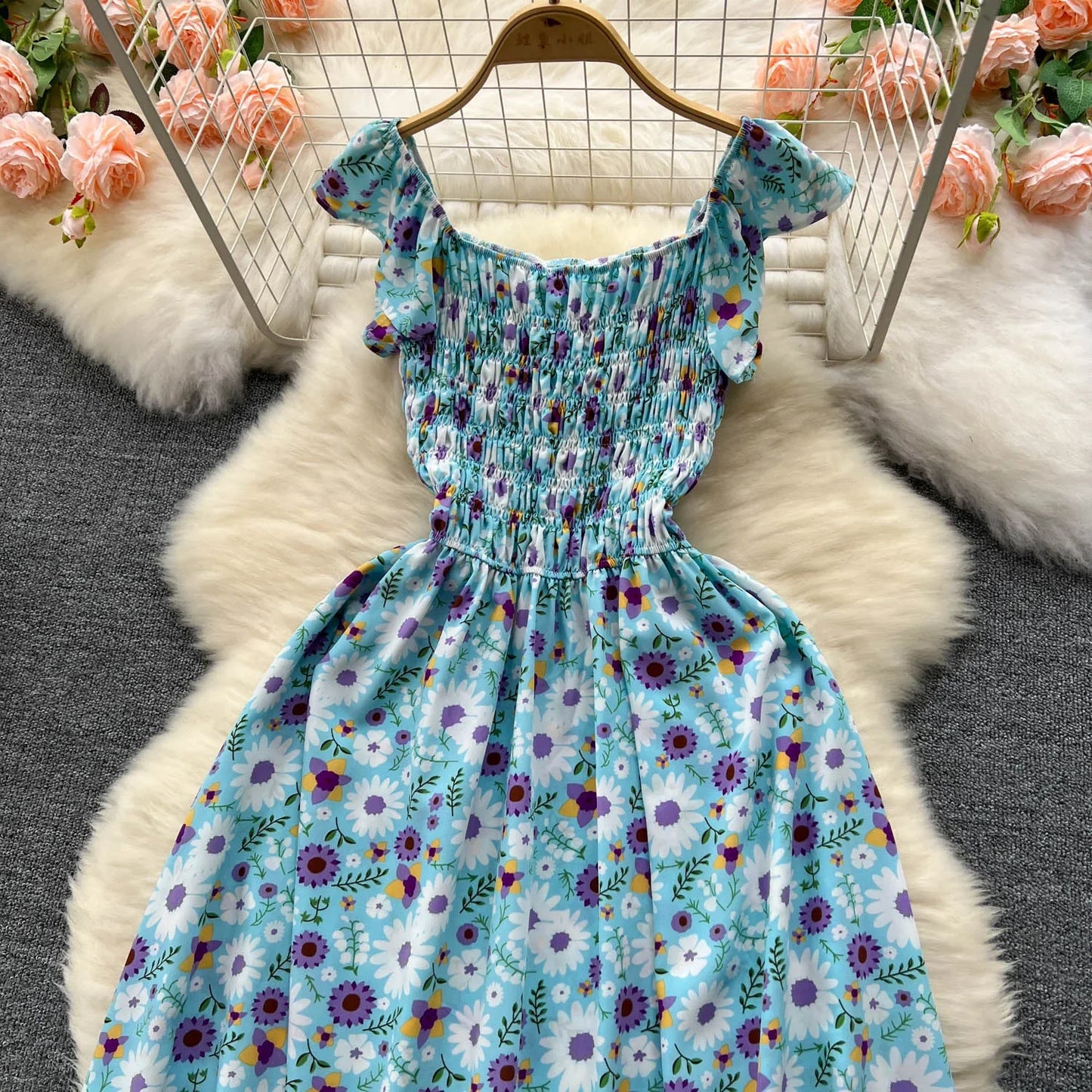 2024 Printing New Summer For Women Dress Pleated Sleeveless Party Long Dress Korean Floral Streetwear Outfits Vacation Vestidos