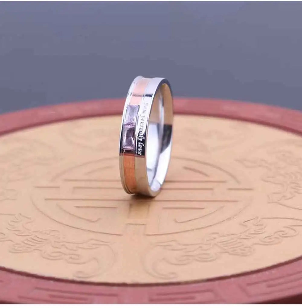 Fashion Couple Ring Charm Stainless Steel Couple Rings Zircon Men Women Wedding Rings Set Male Jewelry gift