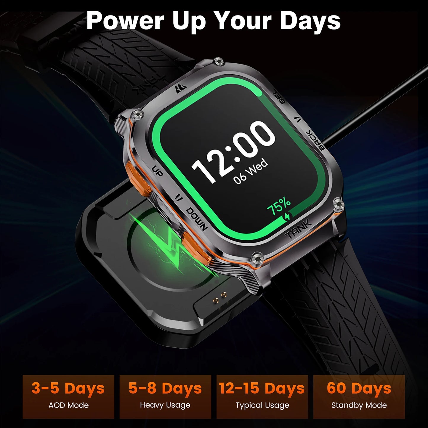 KOSPET TANK M3 Ultra GPS Smart Watch For Men Compass Altimeter Barometric 480mAh Military Digital AMOLED Bluetooth Call Watches