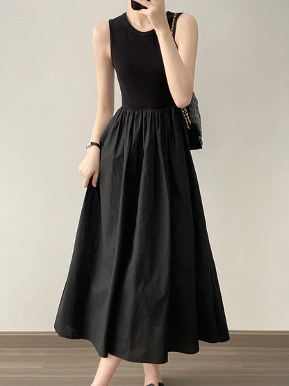 Vestidos De Mujer Slim Vest Pink Sleeveless Knitted Dress New Maxi Dresses for Women Robe Femme Tank Black