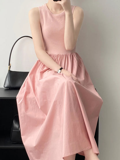 Vestidos De Mujer Slim Vest Pink Sleeveless Knitted Dress New Maxi Dresses for Women Robe Femme Tank Black