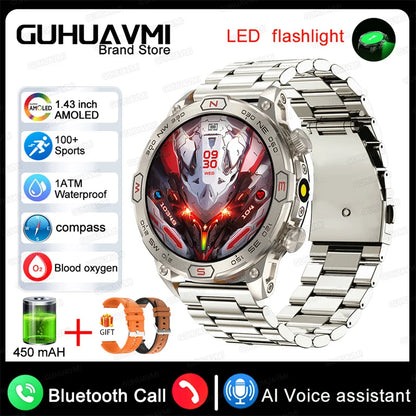2024 New Outdoor Military GPS Smart Watch Men A466*466 HD AMOLED Screen Heart Rate Bluetooth Call IP68 Waterproof Smartwatches