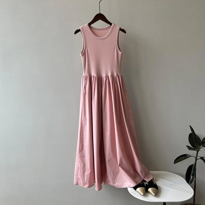 Vestidos De Mujer Slim Vest Pink Sleeveless Knitted Dress New Maxi Dresses for Women Robe Femme Tank Black