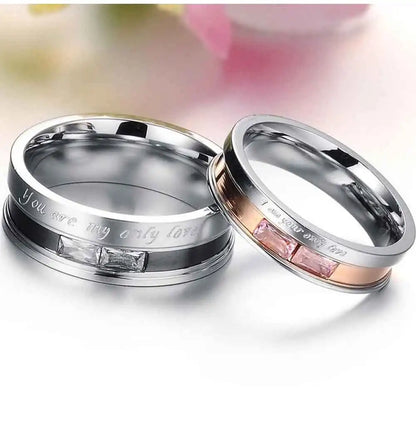 Fashion Couple Ring Charm Stainless Steel Couple Rings Zircon Men Women Wedding Rings Set Male Jewelry gift