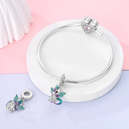 925 Sterling Silver Lovely Cat Dog Fire Dragon Dinosaur Animal Charms Beads Fit Pandach Original Bracelets Fine DIY Jewelry Gift