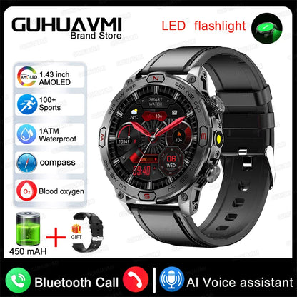 2024 New Outdoor Military GPS Smart Watch Men A466*466 HD AMOLED Screen Heart Rate Bluetooth Call IP68 Waterproof Smartwatches