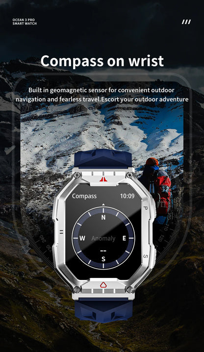 LOKMAT Ocean 3 Pro Sport Smart Watch Rugged Fitness Waterproof Smartwatches Heart Rate Monitor Full Touch Screen Watch