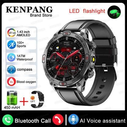 2024 For Xiaomi Outdoor Military Flashlight GPS Smart Watch Man AMOLED HD Screen Heart Rate BT Call 5ATM Waterproof Smartwatches