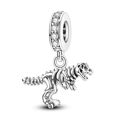 925 Sterling Silver Lovely Cat Dog Fire Dragon Dinosaur Animal Charms Beads Fit Pandach Original Bracelets Fine DIY Jewelry Gift