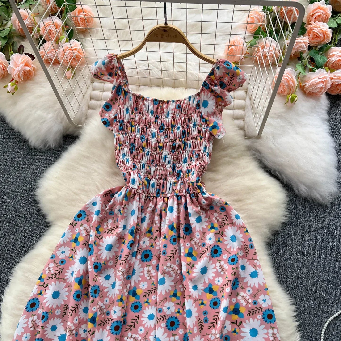 2024 Printing New Summer For Women Dress Pleated Sleeveless Party Long Dress Korean Floral Streetwear Outfits Vacation Vestidos