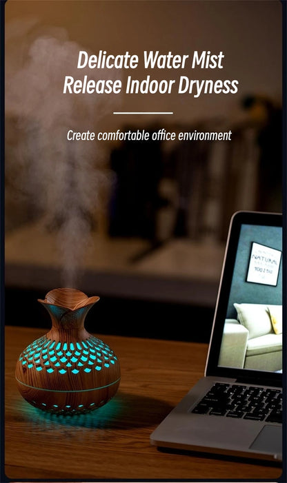300ml Vase Air Humidifier USB Ultrasonic Cool Water Aroma Diffuser with LED Light For Home Room Silent Aromatherapy Humificador