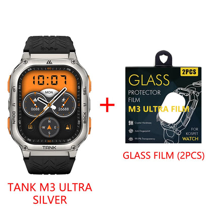 KOSPET TANK M3 Ultra GPS Smart Watch For Men Compass Altimeter Barometric 480mAh Military Digital AMOLED Bluetooth Call Watches